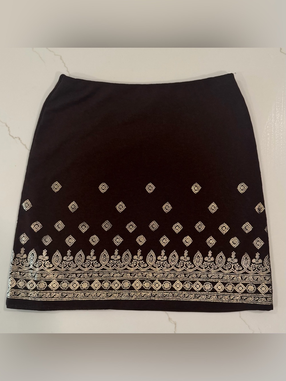 Brown‎ Mini Skirt with Gold Border Detail